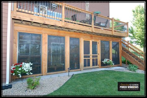 Porch Under Deck, Screened Patios, Patio Under Decks, Under Deck, Porch Windows, Building A Porch, Under Decks, Screened In Patio, House Deck