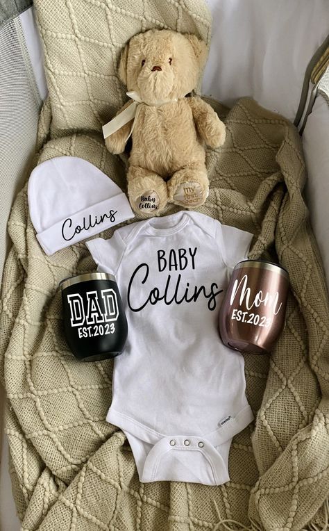 Excited to share this item from my #etsy shop: New Parents Gift Basket Mom and Dad Gift set Personalized Onesie pregnancy announcement baby shower Expecting Parents Parents to Be Teddy #babygirlgiftset #babyboygiftset #unisexbabygift #myfirstteddybear #babyshowergiftset #personalizedonesie #parentstobegift #expectingparents #newparentsgift New Parents Gift Basket, Gift Basket Mom, Personalized Onesies, New Parents Gift, Baby Boy Gift Set, Baby Hat Sizes, Girl Gift Baskets, Mom Gift Basket, Pregnancy Announcement Onesie