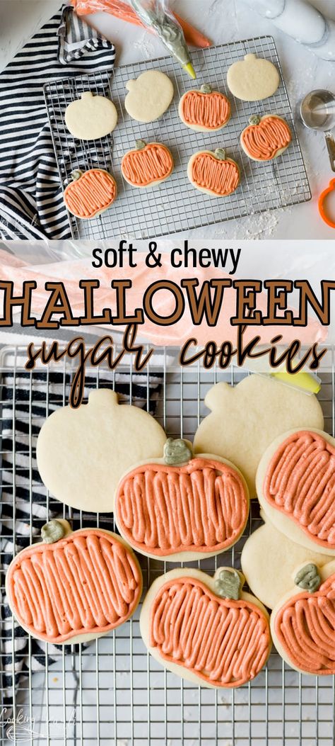 Pumpkin Sugar Cookies Decorated, Rolled Sugar Cookie Dough, Easy Halloween Cookies Recipes, Powdered Sugar Cookies, Halloween Sugar Cookies Decorated, Easy Halloween Cookies, Spice Sugar Cookies, Cooking With Karli, Halloween Cookie Recipes