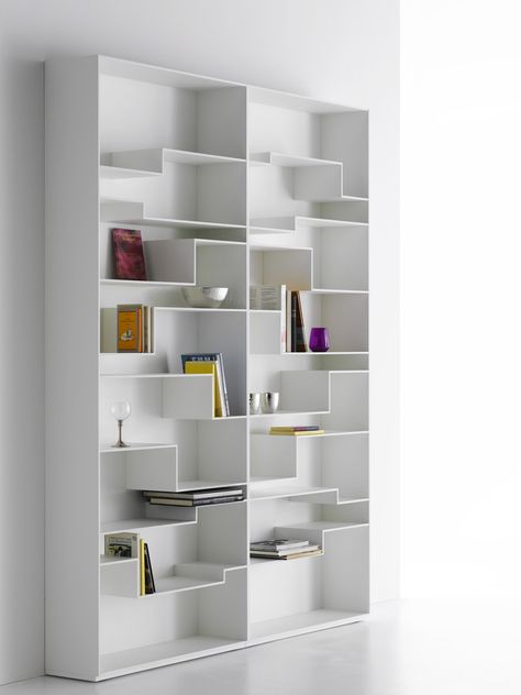 MDF #bookcase MELODY by MDF Italia | design Neuland Industriaedesign Mdf Furniture, Cubby Shelves, Wall Shelving Units, Cupboard Shelves, Bookcase Design, Italia Design, Modern Bookcase, White Bookcase, Shelving Systems