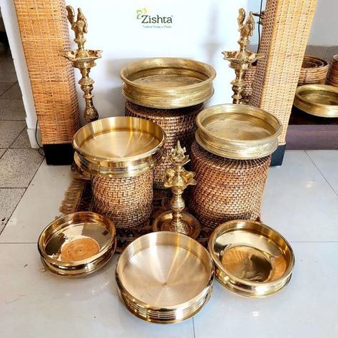 Bronze Cookware, Indian Kitchen Utensils, Brass Utensils, Indian Inspired Decor, India House, Bronze Decor, Diy Pallets, Copper Interior, Buddha Garden