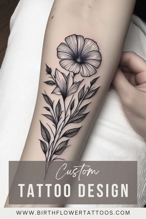 🌼✨Morning Glory Flower Black and White Tattoo - Elegant September Birth Flower Doodle Design✨🌿 Flower Black And White Tattoo, Glory Flower Tattoo, Morning Glory Flower Tattoo, Minimalist Floral Tattoo, Morning Glory Tattoo, Glory Tattoo, Black And White Tattoo, Flower Black And White, September Birth Flower