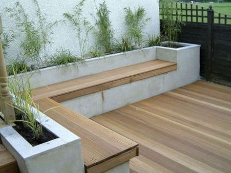 Moderne Have, Garden Seating Area, Cheap Backyard, Wooden Deck, Backyard Seating, Budget Backyard, Garden Seating, Garden Bench, Landscape Ideas