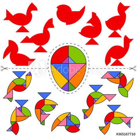 Set of vector tangram Egg (geometric puzzle) for the development of logical thinking of children and adults. Collection of 7 birds shapes and answer card. Vector illustration #AD , #development, #puzzle, #thinking, #logical, #geometric Birds Shapes, Geometric Puzzle, Marketing Flyers, Logical Thinking, Logic, Flyer Design, Stock Vector, Vector Illustration, Egg