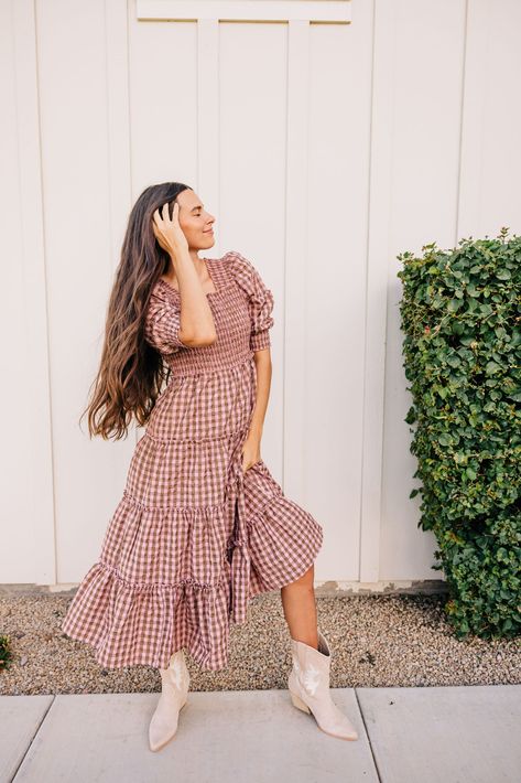 The dress that comes with nonstop compliments. Trust us. The pink and brown gingham is IT this fall. We love our square neck, smocking, 3/4 length sleeves and tiers detailing. Perfect for any occasion from family photos to thanksgiving to hanging out at home! Pair will boots or tennis shoes! Maternity and Nursing Friendly! Brown Gingham, Nursing Friendly, Pink And Brown, Fall For You, Fall Collection, Fall Collections, The Pink, Tennis Shoes, Hanging Out