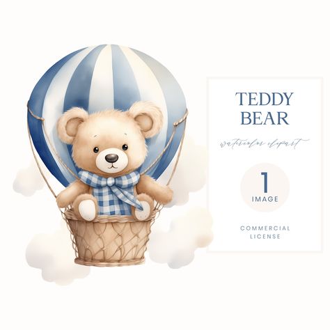 Hot Air Balloon Teddy Bear, Blue Watercolor Teddy Bear Clipart, Nursery Teddy Bear, It's a Boy Baby Shower Clipart, Kids Invitation Clipart Hot Air Balloon Teddy Bear, Nursery Teddy Bear, Balloon Teddy Bear, Watercolor Teddy Bear, Kids Invitation, Teddy Bear Clipart, Baby Shower Clipart, Invitation Clipart, Bear Clipart