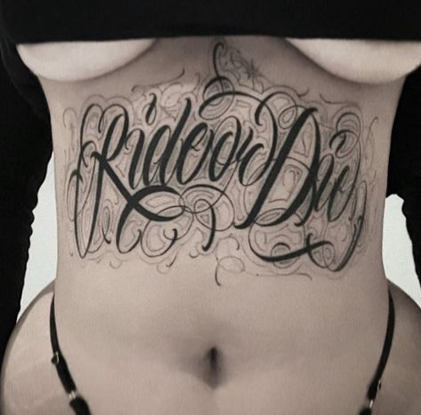 Ky Tattoos, Stomach Tattoos Women Words, Ride Or Die Tattoo, Moth Tattoo Design, Stomach Tattoos Women, Rosary Tattoo, Waist Tattoos, Black Tattoo Cover Up, Mexican Art Tattoos