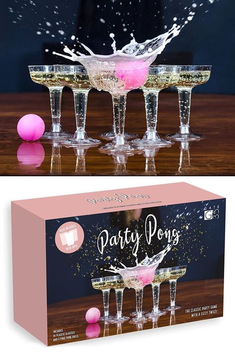 This fancier version of beer pong uses plastic Champagne glasses instead of red plastic party cups and can be filled with cheap Champagne instead of cheap beer. Cheap Champagne, Plastic Champagne Glasses, Beer Bong, Pong Game, Fancy Glasses, Cheap Beer, Plastic Party Cups, 27th Birthday, 30th Bday