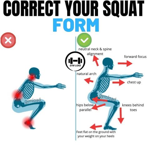 Muscle Flexion on Instagram: “🚨CORRECT YOUR SQUAT FORM🚨 - - By @gym.load . 👉Follow @muscleflexion 👉Follow @muscleflexion 👉Follow @muscleflexion - ⭕Firstly, a squat is a…” Correct Squat Form, Muscle Gain Workout, Squat Form, Fitness Facts, Cat Exercise, Squat Challenge, Ways To Stay Healthy, Workout Plan For Women, Flexible Dieting