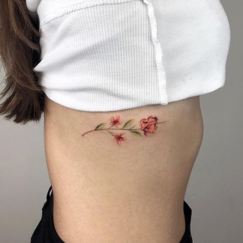 Pomegranate Flower Tattoo, Pomegranate Tattoo, Botanisches Tattoo, Pomegranate Flower, Hibiscus Tattoo, Botanical Tattoo, Blossom Tattoo, Little Tattoos, Small Tattoo