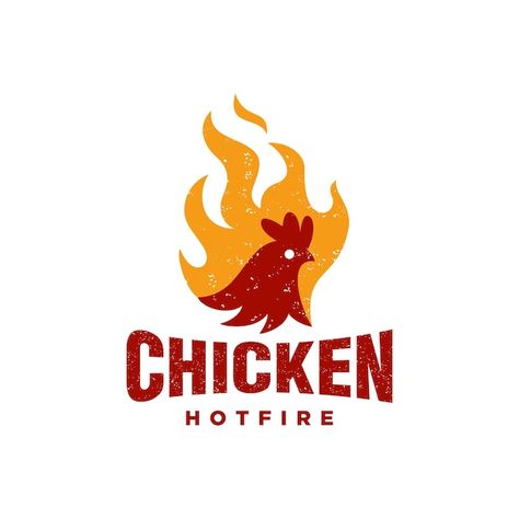 Vector chicken fire logo in rustic vinta... | Premium Vector #Freepik #vector #chicken-logo #cock-logo #rooster-logo #sauce-logo Chicken Branding Design, Chicken Wings Logo, Steakhouse Logo, Logo Design Makanan, Chicken Logo Design, Chicken Restaurant Logos, Logo Class, Logo Sketch Design, Burger Logo