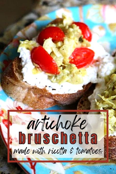 Artichoke Bruschetta Recipe Made With Ricotta Bruschetta Ricotta, Artichoke Bruschetta, Bruschetta Recipes, Bruschetta Recipe, Artichoke, Simple Ingredient, Ricotta, I Decided, For Friends