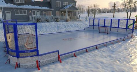 Ice Rink Backyard, Diy Ice Rink, Outdoor Hockey Rink, Synthetic Ice Rink, Synthetic Ice, Backyard Ice Rink, Ice Hockey Rink, Backyard Rink, Outdoor Skating Rink