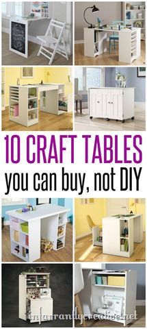 The best craft tables that you don't have to DIY                                                                                                                                                                                 More Crafting Office, Craft Tables With Storage, Craft Room Tables, 1000 Lifehacks, Craft Tables, Craft Storage Ideas, Office Organisation, Craft Spaces, Craft Sewing Room