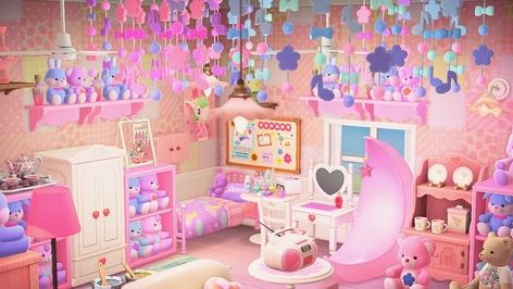 I absolutely love my rooms! My all time best. I love all the hanging items! So stinkin cute. Make different colors too! @KrystalDuttonAC @animal.crossing.island.ideas Dreamcore Animal Crossing, Pastel Animal Crossing Island, Kawaii Animal Crossing Island Ideas, Kidcore Animal Crossing Island, Y2k Animal Crossing, Pink Animal Crossing Island, Animal Crossing Pastel, Kidcore Animal Crossing, Animal Crossing Room Ideas