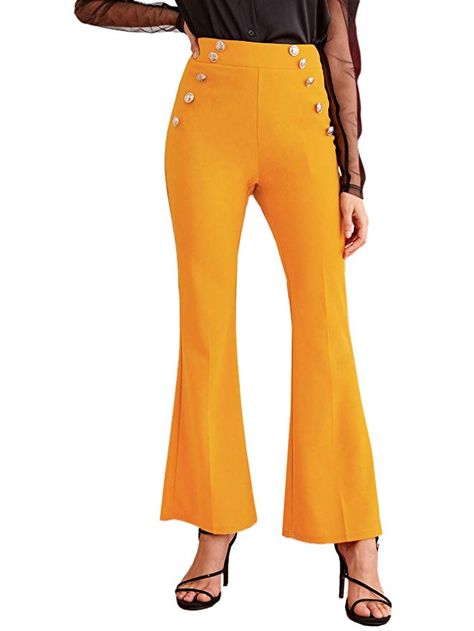 MAKEMECHIC Women's Solid Flare Pants Stretchy Bell Bottom Trousers at Amazon Women’s Clothing store Bell Bottom Trousers, Bell Bottom, Amazon Women, Flare Pants, Bell Bottoms, Top Fashion Brands, Shop Top, Clothing Store, Fashion Brands