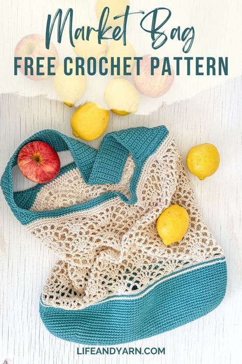 Free Pattern for a Crochet Market Bag Crochet Market, Free Crochet Bag, Farmers Market Bag, Crochet Market Bag, All Free Crochet, Grocery Bags, Produce Bags, Crochet Tote, Market Tote