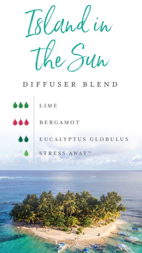 Our new motto: Life’s a beach! But you don’t need a tropical, exotic getaway to make it so! Just add Juniper, Bergamot, Eucalyptus Globulus, and Stress Away essential oils to your diffuser for this Island in the Sun diffuser blend. You’ll think you’re drifting away on hammocks under a gorgeous sun! #yleo #essentialoils #summerblend #diffuserblends Diffuser Blends Young Living, Young Living Oils Recipes, Island In The Sun, Living Oils Recipes, Essential Oil Diffuser Blends Recipes, Young Living Essential Oils Recipes, Essential Oils Guide, Essential Oil Diffuser Recipes, Oil Diffuser Recipes