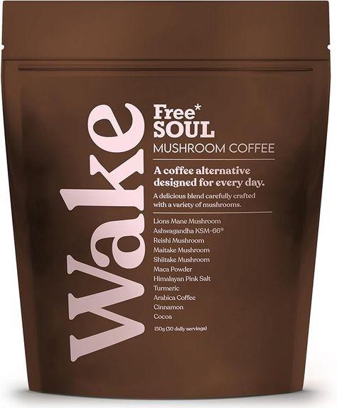 Free Soul Wake – Mushroom Coffee with Lion’s Mane & KSM-66 Ashwagandha – Advanced Functional Mushroom Blend with Superfoods & Ayurvedic Herbs – Lower Caffeine Coffee Alternative – 30 Servings : Amazon.co.uk: Health & Personal Care Superfood Coffee, Functional Mushrooms, Maitake Mushroom, Lions Mane, Lions Mane Mushroom, Arabica Coffee Beans, Coffee Alternative, Mushroom Coffee, Luxury Food