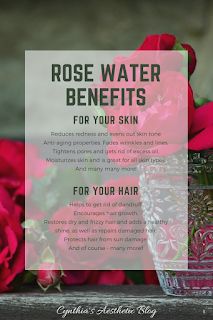 Rose Water. Benefits For Hair And Skin. 2 Week Experiment Results And A DIY. - Cynthia's Aesthetic Rose Water Benefits Hair, Rose Water Hair, Glycerin Benefits, Rose Water For Skin, Rose Water Benefits, Rose Water Diy, Rose Water Toner, Getting Rid Of Dandruff, Water Benefits