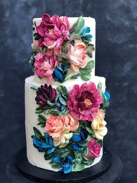 Floral Cake Design, Floral Cakes, London Cake, Floral Wedding Cake, Buttercream Cakes, Floral Wedding Cakes, Buttercream Wedding Cake, Cake Trends, Painted Cakes