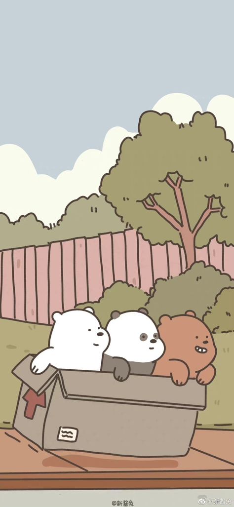 Cute Home Screens, Wallpaper Wa, Whatsapp Wallpaper Cute, We Bare Bears Wallpapers, Cute Blue Wallpaper, Three Bears, Cute Panda Wallpaper, Wallpaper Doodle, Drawing Wallpaper