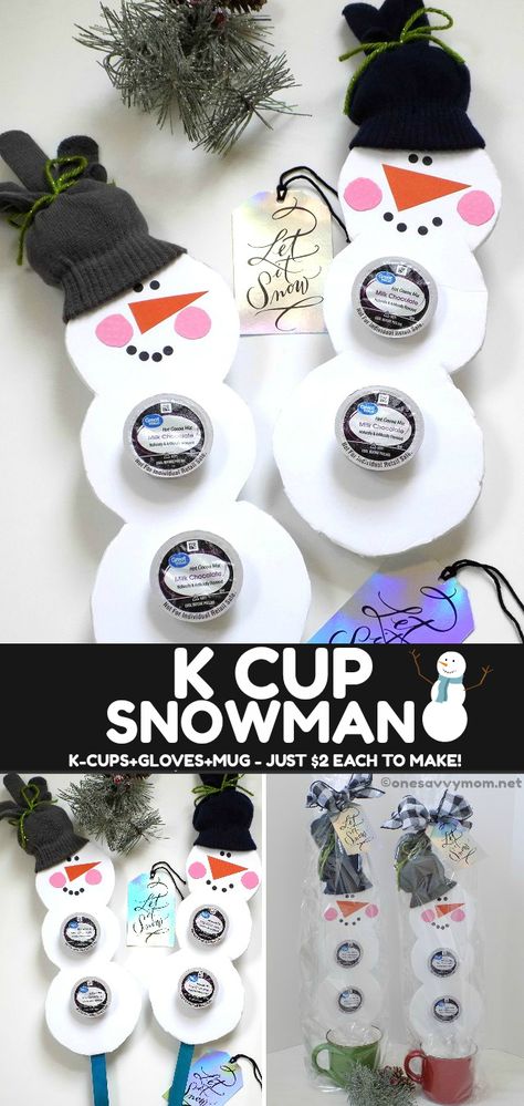 K Cups Gift Ideas, Cup Of Cheer Gift, Coffee Pod Gift Ideas, K Cup Gift Ideas, K Cup Christmas Crafts, Gift Ideas Work Colleagues, Snowman Gift Ideas, K Cup Crafts, Cup Snowman