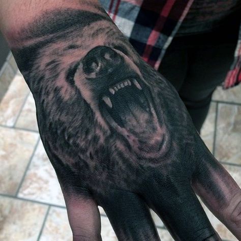 The Coolest Bear Tattoo Ideas for Men Grizzly Bear Tattoos, Black Bear Tattoo, Animal Tattoos For Men, Bear Tattoo Designs, Bear Tattoos, Chest Tattoo Men, Bear Tattoo, Bear Head, Hand Tattoos For Guys