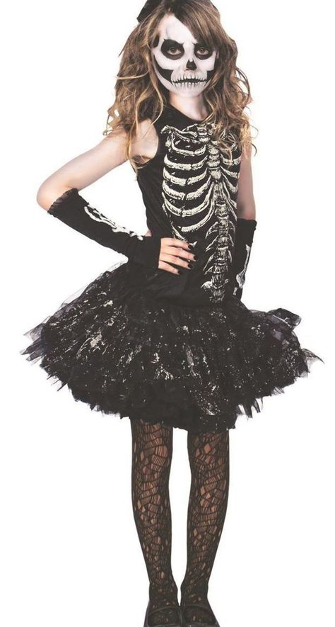 Halloween Costumes Skeleton, Girls Skeleton Costume, Skeleton Costume Kids, Skeleton Costume Diy, Disney Kızları, Grim Reaper Skeleton, Halloween Costume Vintage, Skeleton Costumes, Halloween Makeup For Kids