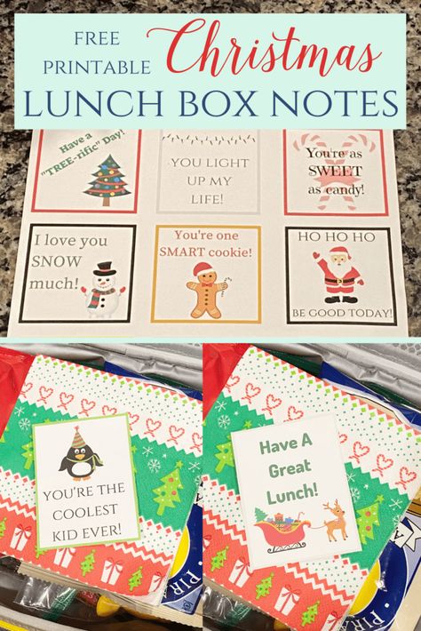 Christmas Lunch Box Notes - Leah With Love Free Printable Christmas Lunch Box Notes, Christmas Lunch Notes Free Printables, Preschool Lunch Notes, Christmas Lunch Notes For Kids, Thanksgiving Lunch Box Notes, Christmas Lunch Box Notes, Thanksgiving Lunch, Winter Lunch, Preschool Lunch