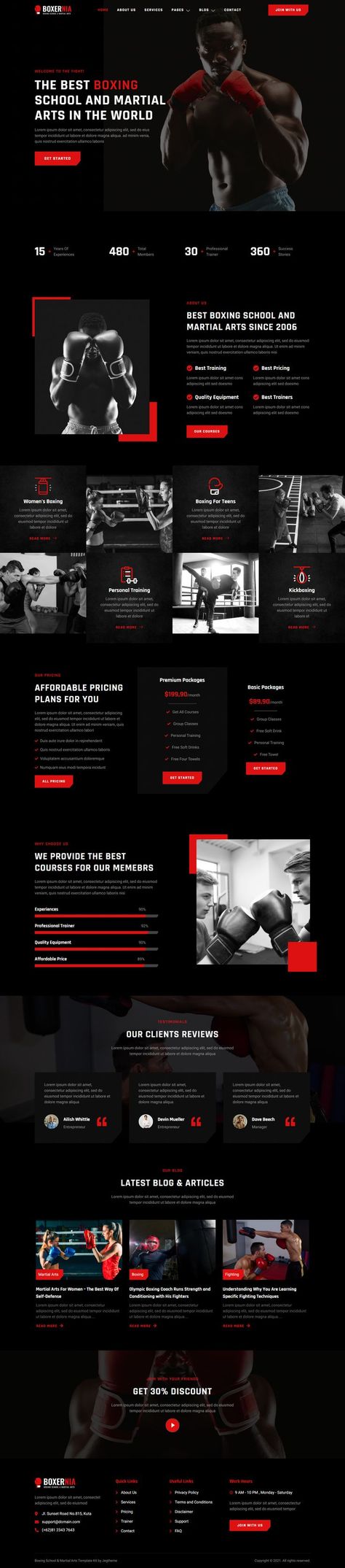 Boxernia is an Elementor Template Kit for quickly and easily creating websites for your martial arts training, boxing gym or fitness club using the Elementor Page Builder plugin for WordPress. This kit has been optimized for use with the free Hello Elementor theme but may be used with most themes that support Elementor.. School Website Design, Web Design Template, About Us Page Design, Startup Website, Unique Website Design, Training Boxing, Martial Arts School, Sports Website, Gym Food