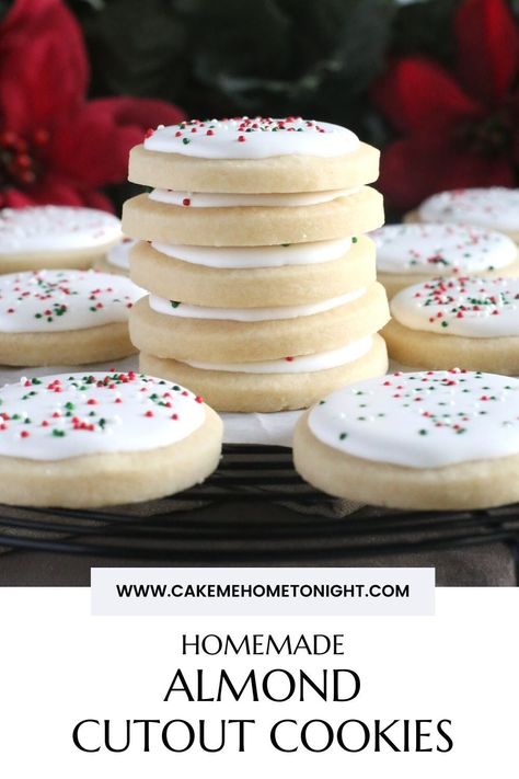 Almond Shortbread Cutout Cookies are a great, easy cutout recipe. The buttery shortbread is flavored with vanilla and almond. Almond Shortbread Cutout Cookies, Shortbread Cutout Cookies, Almond Sugar Cookie Recipe, Cake Me Home Tonight, Christmas Cutout Cookies, Almond Sugar Cookies, Almond Shortbread, Almond Shortbread Cookies, Cut Out Cookie Recipe