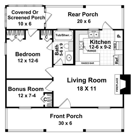 The Cottage - How small is big enough? - A Joyful Cottage One Bedroom House Plans, One Bedroom House, Southern Style House Plans, Cottage Style House Plans, A Small House, Monster House Plans, Small House Floor Plans, House Plan Gallery, Tiny House Floor Plans