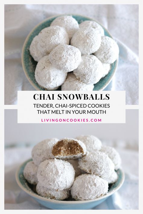 Snowballs Cookies, Chai Spice Cookies, Snowball Cookie Recipe, Christmas Cookie Box, Pumpkin Sugar Cookies, Super Snacks, Chai Recipe, Austrian Recipes, Snowball Cookies