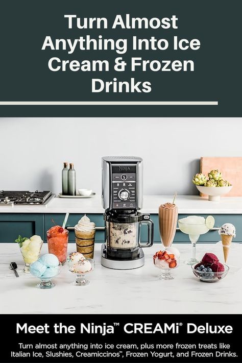 Ninja CREAMi for making for Ice Cream and Frozen drinks. Frozen Margarita Ninja Creami, Ninja Creami Deluxe Frozen Yogurt Recipe, Ninja Creami Vanilla Gelato Recipes, Best Vanilla Ice Cream Ninja Creami, Ninja Creami Light Vanilla Ice Cream, Ice Cream Sorbet, Treat Maker, Italian Ice, Drink Mixer