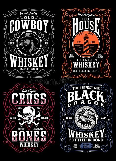 Vintage Whiskey, Beer Label Design, Whiskey Label, Good Whiskey, Logos Ideas, Ink Master, Beer Labels, Beer Label, Vintage Labels