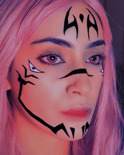 sukuna anime cosplay jujutsukaisen ttdeye makeup Anime Face Painting Ideas, Face Paint Anime Cosplay, Anime Face Paint Ideas, Sukuna Face Paint, Anime Face Painting, Anime Face Paint, Anime Character Makeup, Ninja Makeup, Sukuna Makeup