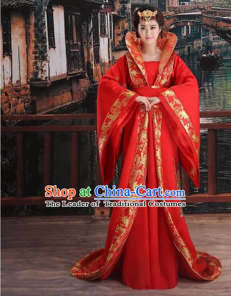 Ancient Chinese Palace Empress Costumes Complete Set Tang Dynasty Ancient Palace Queen Wedding Dress Suits For Women Ancient China Clothing, Rosy Dress, Chinese Princess Dress, Fairy Princess Costume, Queen Wedding Dress, Decades Fashion, Traditional Asian Dress, Wedding Dress Suit, Chinese Traditional Costume