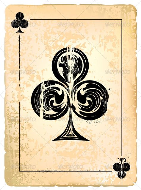 Ace of Clubs by Vecster | GraphicRiver Playing Card Tattoos, Ace Of Clubs, Club Tattoo, Card Tattoo Designs, Ace Card, Playing Cards Design, Vintage Playing Cards, Card Tattoo, Club Card