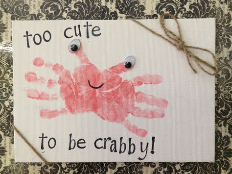 Crab Handprint Craft, Crab Footprint Craft, Ocean Handprint Crafts, Crab Handprint Art, Crab Crafts For Toddlers, Chicken Preschool, Crab Craft Preschool, Crab Handprint, Nanny Job