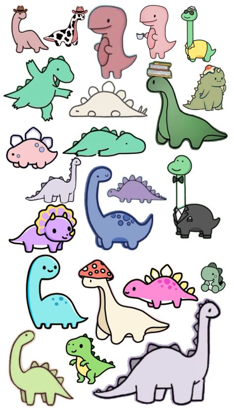 Aesthetic To Draw, Cute Backgrounds Aesthetic, Dino Drawing, Lukisan Comel, Cute Images For Wallpaper, Cute Easy Doodles, Dinosaur Drawing, Backgrounds Aesthetic, Dinosaur Funny