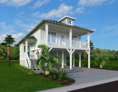 Elevated, Piling and Stilt House Plans - Page 18 of 53 - Coastal Home Plans Beach Cottage House Plans, Stilt House Plans, Beach Cottage House, Beach Cottage Design, Beach House Floor, Beach House Floor Plans, Stilt Houses, Coastal Homes Plans, Stilt House