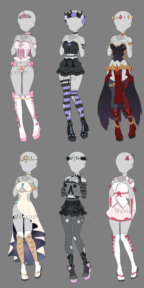 CLOSED | Auction |Outfit batch 5 by Nyxium on DeviantArt | Cute drawings, Drawing anime clothes, Anime poses reference Anime Outfit Ideas, Anime Outfit, Outfit Ideas, Auction, Deviantart, Anime, Clothes