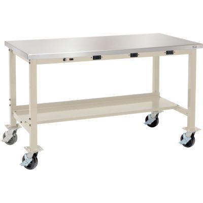 Mobile Work Bench, Workbench With Drawers, Workbench Top, Industrial Workbench, Industrial Legs, Maple Butcher Block, Mobile Workbench, Equipment Storage, Industrial Storage