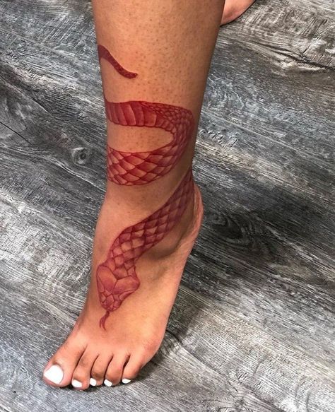 Under But Tattoos For Women, Red Snake Arm Tattoo, Snake Ankle Tattoo, Cute Foot Tattoos, Ankle Tattoos For Women, Dragon Tattoo For Women, Neck Tattoos Women, Foot Tattoos For Women, Black Girls With Tattoos