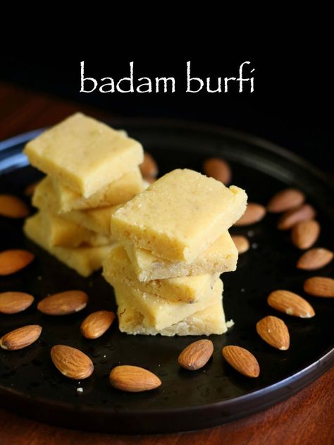 badam burfi recipe | almond burfi recipe | badam katli recipe Cashew Candy, Badam Katli, Kaju Barfi, Chocolate Marble Cake, Soaked Almonds, Burfi Recipe, Marble Cake Recipes, Square Recipes, Indian Sweet