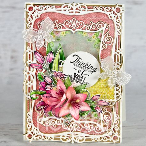 Garden Lily, Small Butterflies, Filigree Frame, Stamp Frame, Heartfelt Creations Cards, Emma Lou, Lily Bouquet, Wedding Cards Handmade, Frame Card