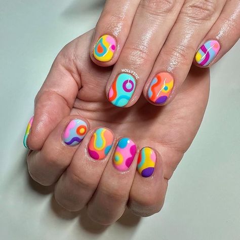 Hollystic Nails on Instagram: "☀️👗🔮🦜🩷🍯🍊💦🍭🎀🩵  #colourblocknails #nailartoohlala #nailreels #beauty #nailartist #nailartaddict #brightnails #summernails #artofinstagram #reel #showscratch #art #abstractnails #nailreelsofinsta #nail #manchesternailtech #bloggers #manchester #beautybloggers #nailartoohlala #rainbownails #abstractnails #notd #mua #nailsnailsnails #trendingreels #boldstyle" Abstract Nail Art Short Nails Summer, Multicolour Nail Art, Color Block Nail Art, Colorful Nail Art Designs, Crazy Short Nails, Nail Ideas Bright, 80s Nails, Tulip Nails, Color Block Nails