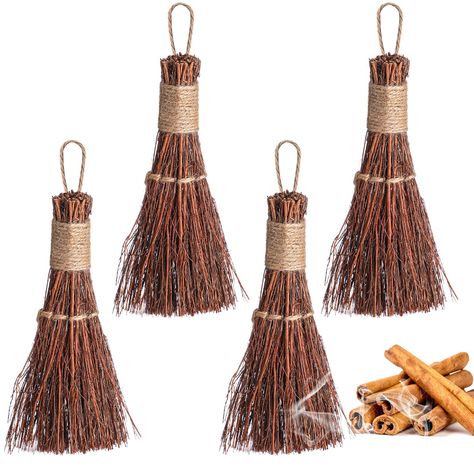 PRICES MAY VARY. Packaging Includes: you will receive 4 pcs cinnamon brooms, which are 7 x 3 inches in size; They have a long lasting cinnamon fragrance that emanates throughout the season; These cinnamon brooms have a jute ring at the end, suitable for hanging in any space! Hanging a cinnamon broom on the door or entrance allows any space to emit a fresh cinnamon fragrance Cinnamon Fragrance: our cinnamon broom fragrance can last for a period of time; If you can't smell the scent of mini cinnam Cinnamon Fragrance, Cinnamon Broom, Sweeping Broom, Halloween Kitchen Decor, Witches Broom, Door Protection, Birch Branches, Halloween Autumn, Halloween Kitchen