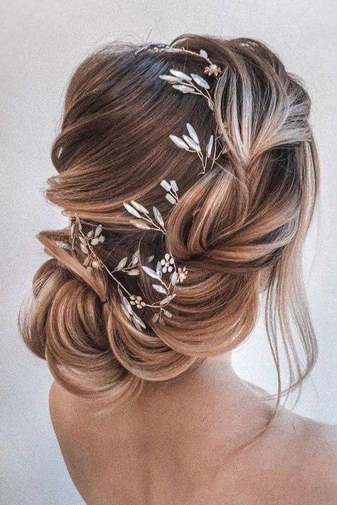 Gold Wedding Hair Piece, Long Hair Vine, Bridal Hairstyles With Braids, Silver Hair Vine, Wedding Hair Head Piece, Bridal Hair Headpiece, Simple Wedding Hairstyles, Best Wedding Hairstyles, Bridal Hair Jewelry